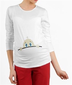 Hamile Bebekli T-Shirt Uzun Kollu